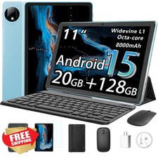 HUIHUANG 11" Tablet w/Keyboard 20GB RAM 128GB 5G WiFi Blue GMS