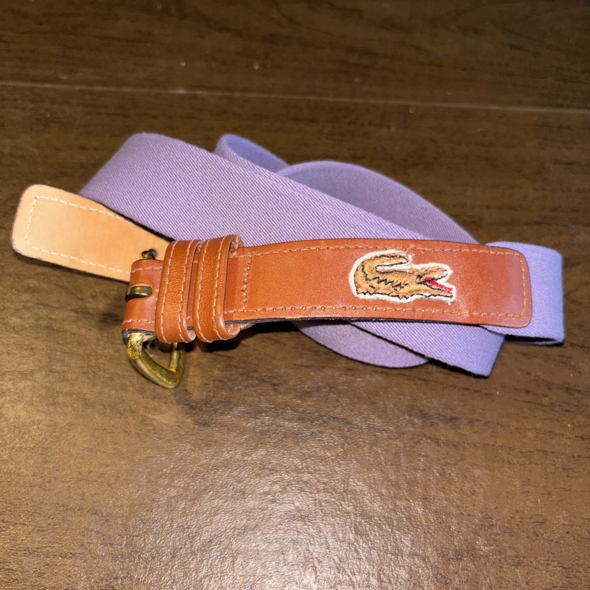 Vintage LACOSTE White and Dark Pink Stripe Web Belt D-Ring Closure Preppy Luxury Lacoste Leather with Vintage Belts for Men for sale | eBay main image 3
