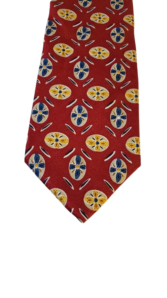 Corbata Woodward Vintage Seda Cuello Roja Floral Negocios Informal Preppy Papá Formal Foto 2 de 4