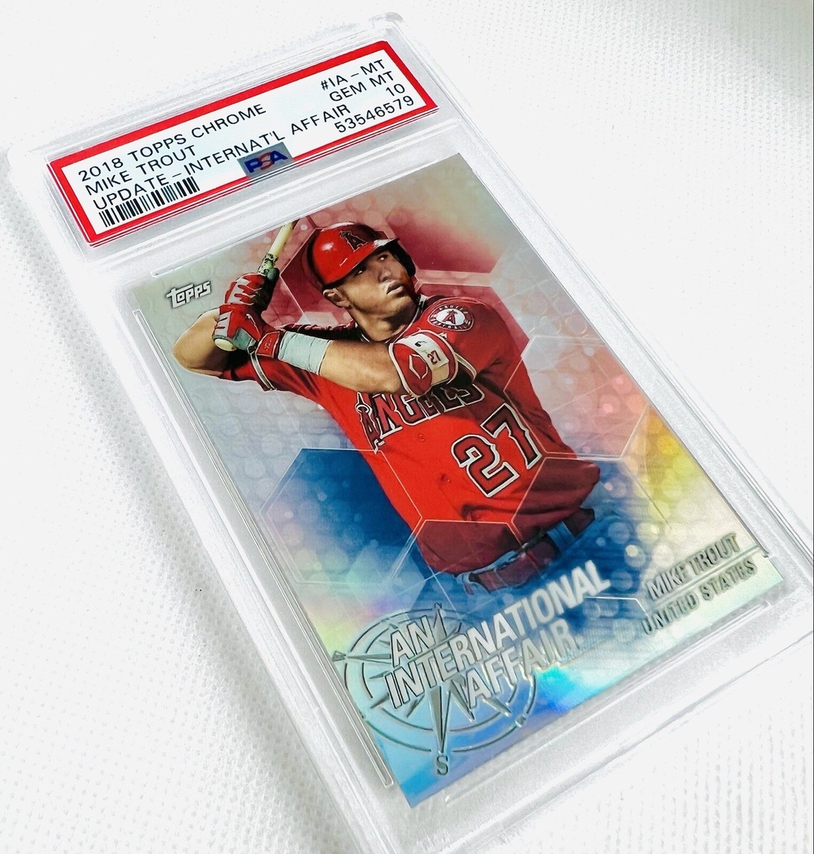 2018 Topps Chrome Update Mike Trout “International Affair” PSA 10