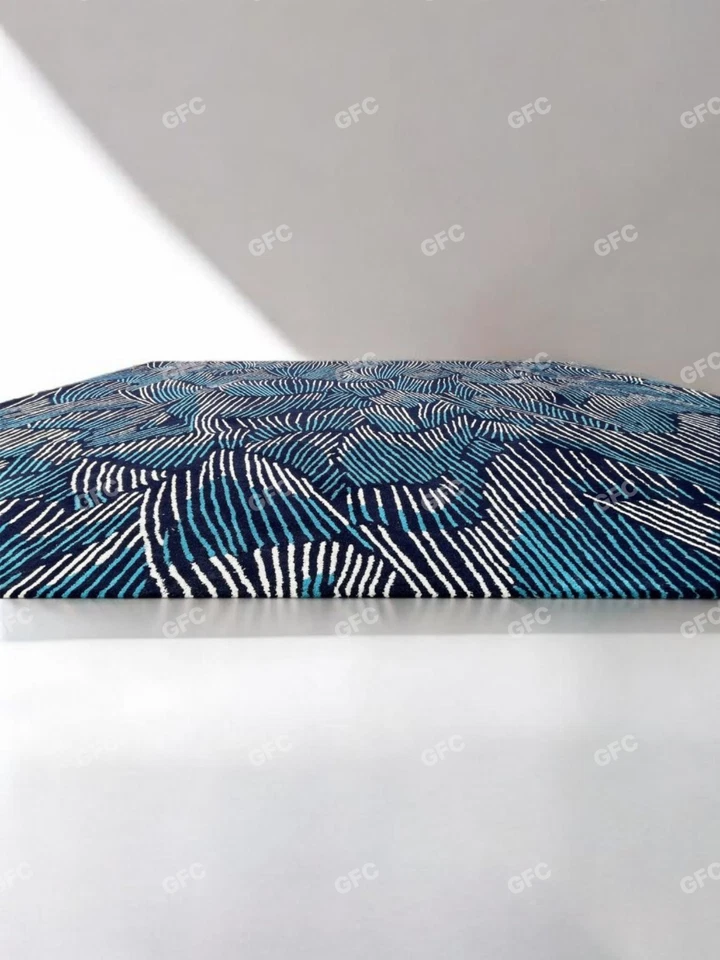 Royal Blue tufted Aesthetics rug woolen Area Rug Hand tufted Rug For Any Room. - Image 4 of 4