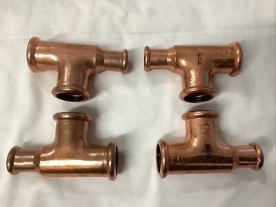 Pegler 38510 XPress Kupfer 22x15x22mm T-Stück (M-Presse) 4er Pack S26/7130 REF4100