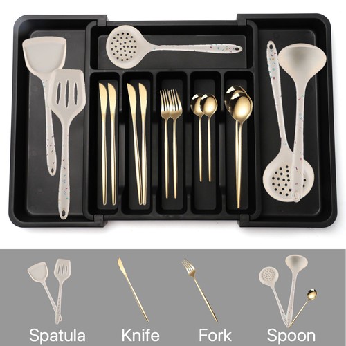 Silverware Drawer Organizer Tray Kitchen Storage Holder Flatware Cutlery Utensil - Picture 3 of 13