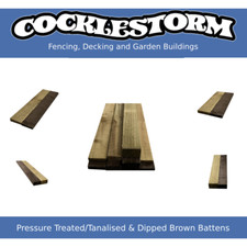 Pressure Treated/Tanalised & Dipped Chestnut Brown Fencing Battens