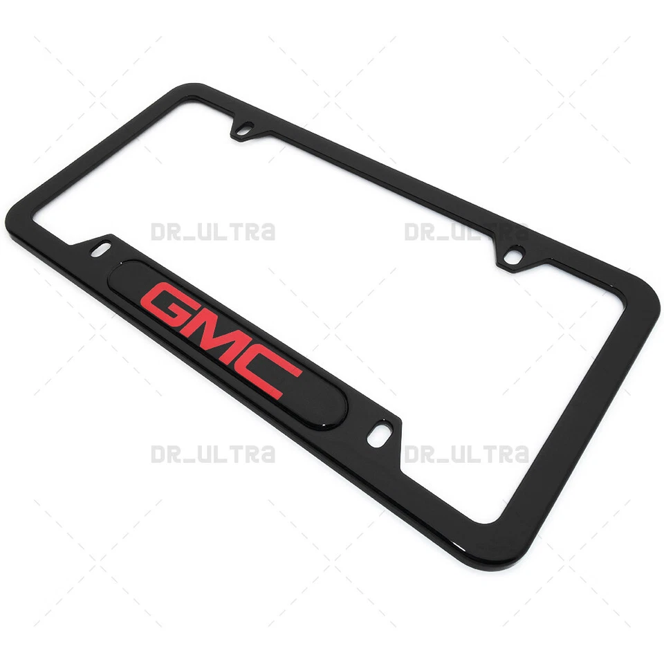 Cubierta de marco de matrícula emblema logotipo GMC delantero o trasero negro brillante regalo deporte Foto 4 de 4