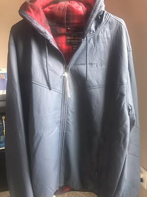 NEW Weatherproof Vintage Jacket Hood Faux Leather Plaid Fleece