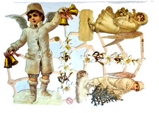 + VIKTORIANISCHE GLANZBILDER OBLATEN Weihnachten Nikolaus Engel Nr. 7154 GLIMMER