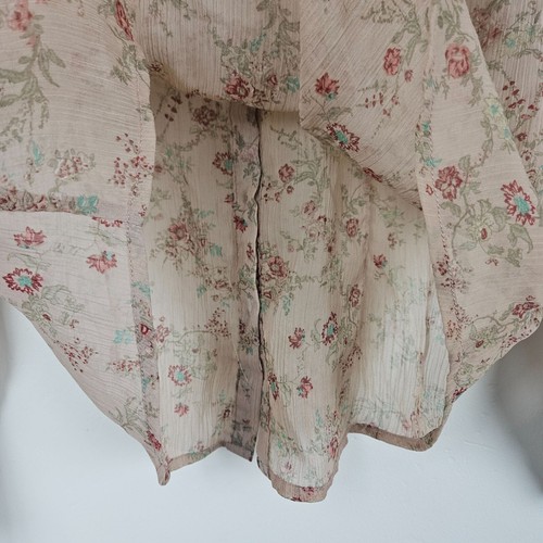 COTTAGECORE Sheer RUFFLED FLORAL BLOUSE SHIRT Womens S Country Western Feminine - Picture 13 of 13