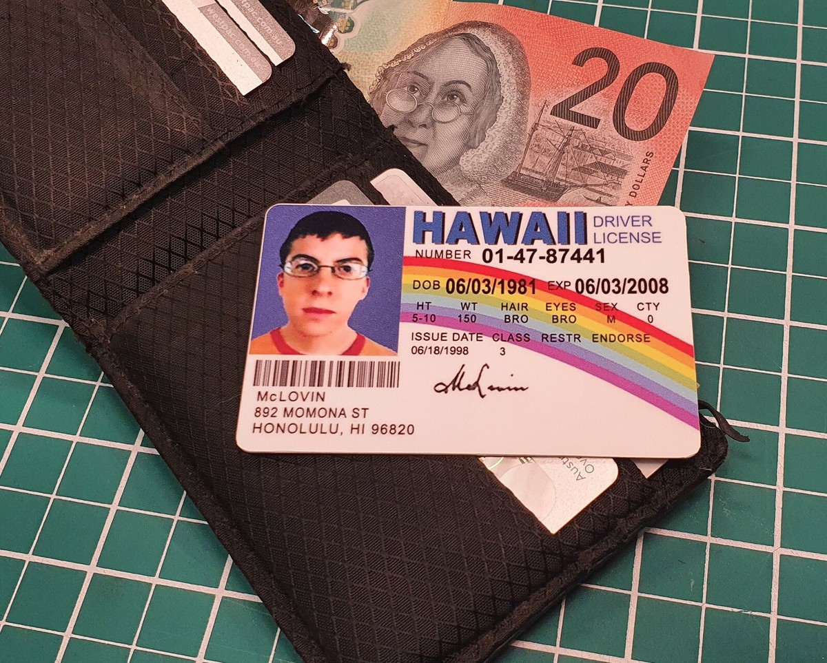 McLOVIN ID LICENSE CARD SUPERBAD- HARD PLASTIC CARD - NOT A FLIMSY