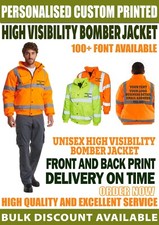 Personalised Custom Printed Road Safety Coat Hi Vis Viz Bomber outdoor jacket