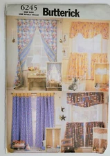 2001 Butterick Pattern 6245 Reversible Window Treatments Uncut