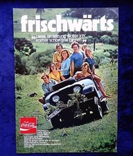 Coca Cola,  Coke, originale Werbung aus 1971  mit Jeep  "Frischw&auml;rts"..Nr.2