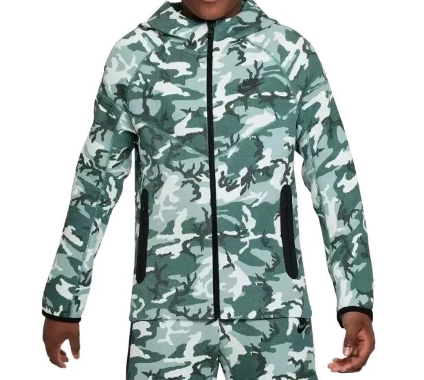 Новый Nike TECH флис молодежи полный молнии куртка с капюшоном Kids FN9118 мальчиков средний $115 - Изображение 2 из 4