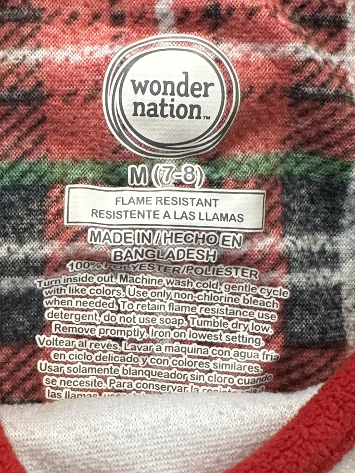 Camisa para dormir de franela roja/negra Wonder Nation para niñas 7/8 Pingüino Foto 2 de 3