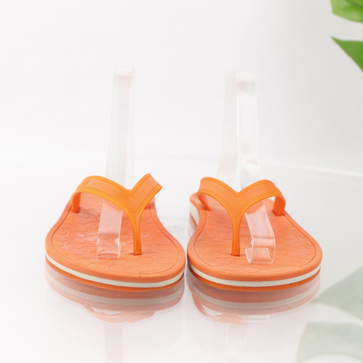 Coach Womens Sandal Size 8 Orange Thong Slide Flip Flop Shoe