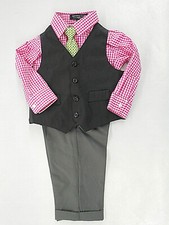 Toddler Boys Sahara Club Vest, Dress Shirt Dress Pants 4PC Vest Suit Sz 2T-4T
