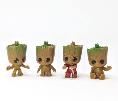 4pcs Baby Tree Man Groot Action Figure Cartoon Ornament Miniature Figurines Desk