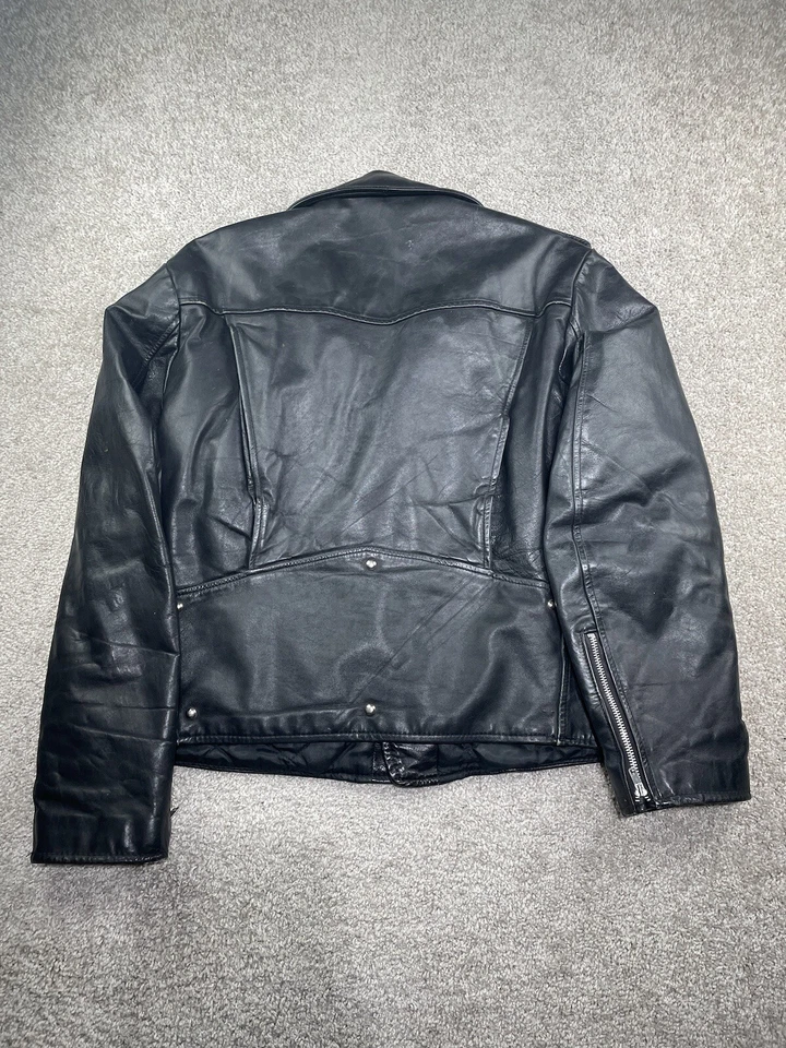 Chaqueta de moto de cuero Montgomery Ward vintage talla 44 años 60 barlovento para hombre Foto 4 de 4
