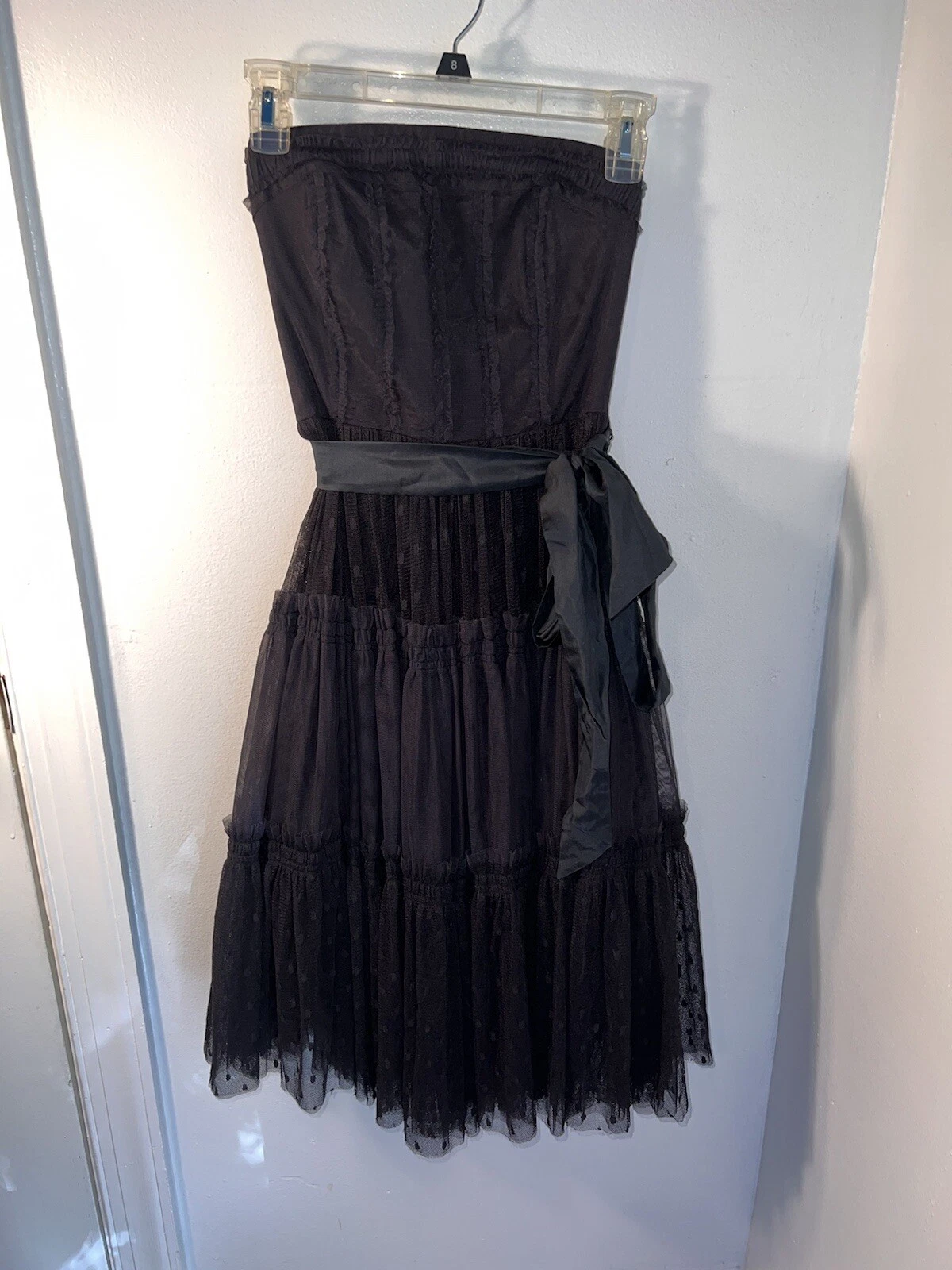 Abito midi MOULINETTE SOEURS vetements 0 corsetto Swiss Dot senza spalline in chiffon.