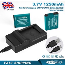 2x 3.7V Battery DMW-BCM13+Charger for Panasonic Lumix DMC-TZ56,DMC-TZ58,DMC-TZ61