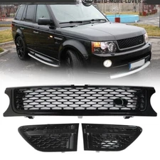 For 2010-2013 Range Rover Sport Front Mesh Grille Air Side Vents SET Black