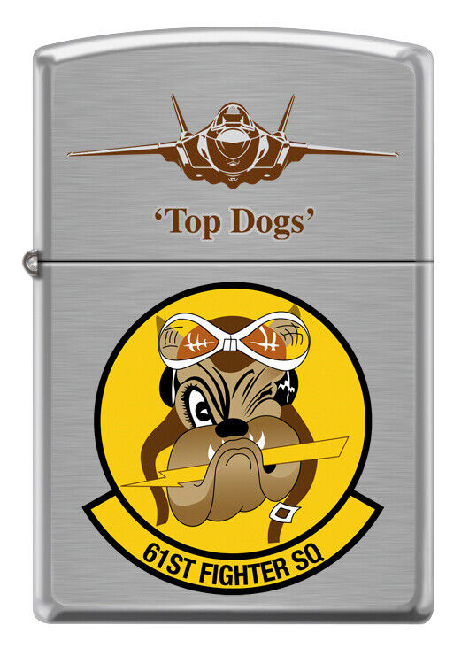 61st Fighter Squadron Top Dogs Zippo MIB USAF F-35A Lightning II Brushed Chrome. Available Now for 30.00