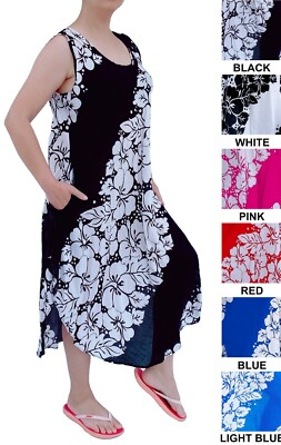 NEW! Women's Hawaiian Loose Fit Floral Summer Dress w/ 1 Pocket | One Size  S-XL | eBay