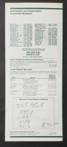 Amtrak Train Timetables East/Midwest Routes Effective Oct 1983 to Apr 1984 - Picture 2 of 5