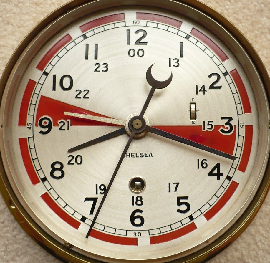 CHELSEA Radio Room MARITIME, 6 in dial 1958 CLOCK,Key, FREE SHIPPING*NO