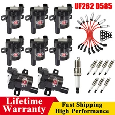 Set of 8 Round Ignition Coil Pack UF262 with Spark Plug and Wire For Chevy GMC