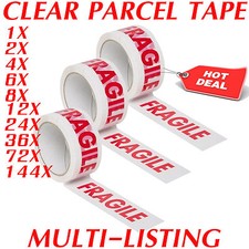FRAGILE PRINTED STRONG PARCEL TAPE MULTILISTING 12 6 24 36 48mm 66m BOX 2" 72