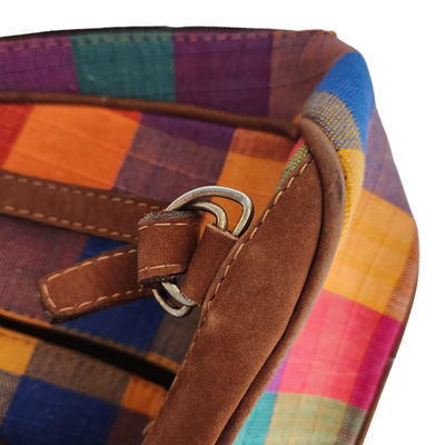 Cedano Leather Guatemala Loomed Backpack Shoulder Bag Check  display picture 1