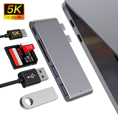 USB-C-Hub, USB 3.0-C-Adapter Thunderbolt 3 (40 Gbit/s) Hub 5K@60Hz für MacBook