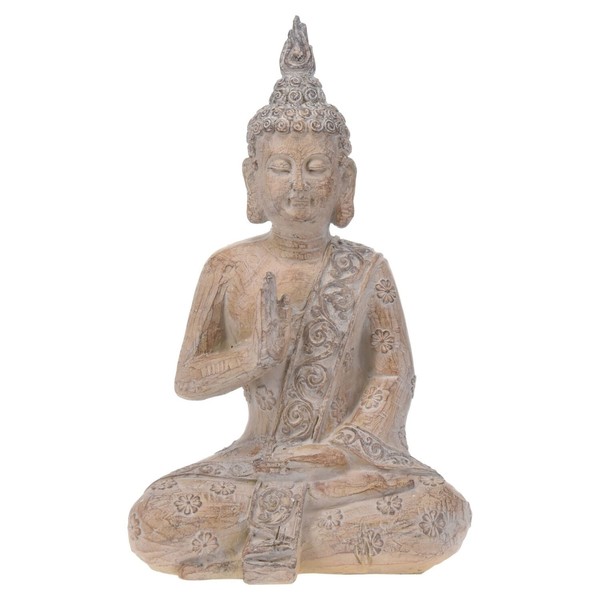 Dekofigur Buddha Figur Statue Skulptur Sitzend Kunststein Braun H 40 Cm-image