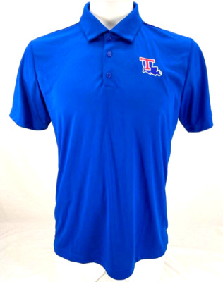 NEW LTU Louisiana Tech Bulldogs Adidas Climalite Grind Blue Polo SS Button Men L