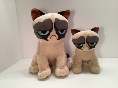 Original Grumpy Cat 10  and 8  Cat Plush Animal Embroidered Eyes Nose 2019