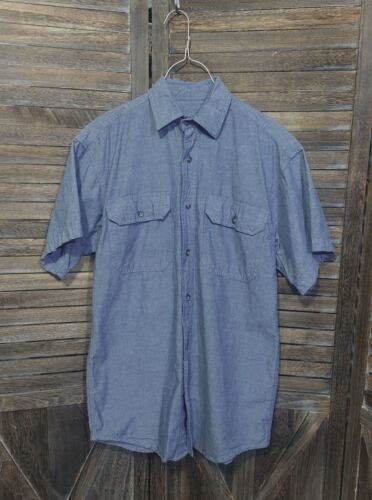 Key Work Shirt Mens Small Regular Blue Chambray Construction Labor Dad Uncle