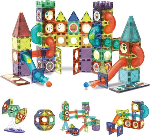 110-Piece STEM Building Toys - Magnetic 3D Run Tiles for Creative Learning - Picture 3 of 10