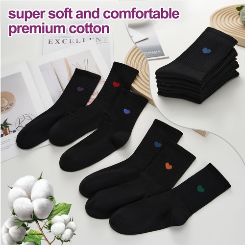 Women Thin Cotton Crew SocksBlack Soft Cotton Bootie Socks Women Above Ankle ... - Picture 5 of 6