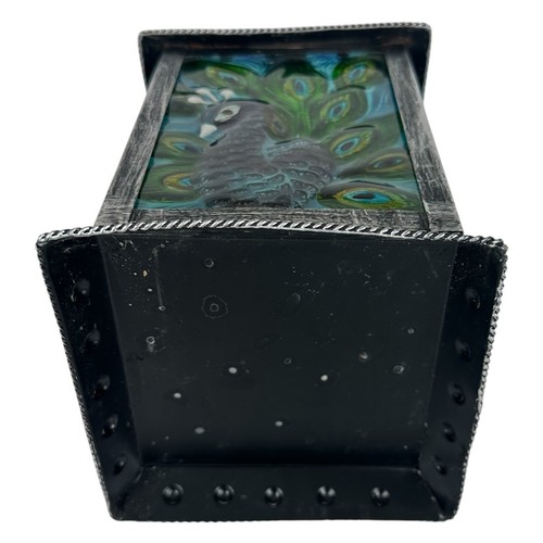 Peacock Dragonfly LANTERN Outdoor Blue Colorful Requires a Candle or Solar Light - Picture 20 of 20