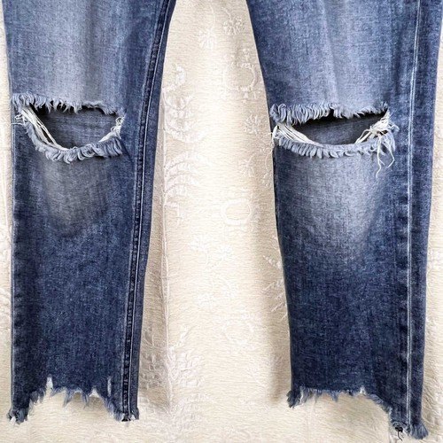 Rag & Bone Dre Low-Rise Slim Boyfriend Jean Mendecino blue distressed raw hem 29 - Picture 3 of 10