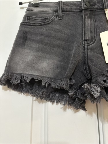 Pantalones cortos de mezclilla L.TJ con dobladillo deshilachado negros lavados XS - Imagen 4 de 9