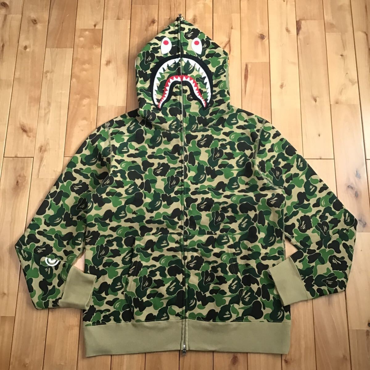 BAPE ABC camo green shark full zip hoodie A Bathing Ape Size XL | eBay