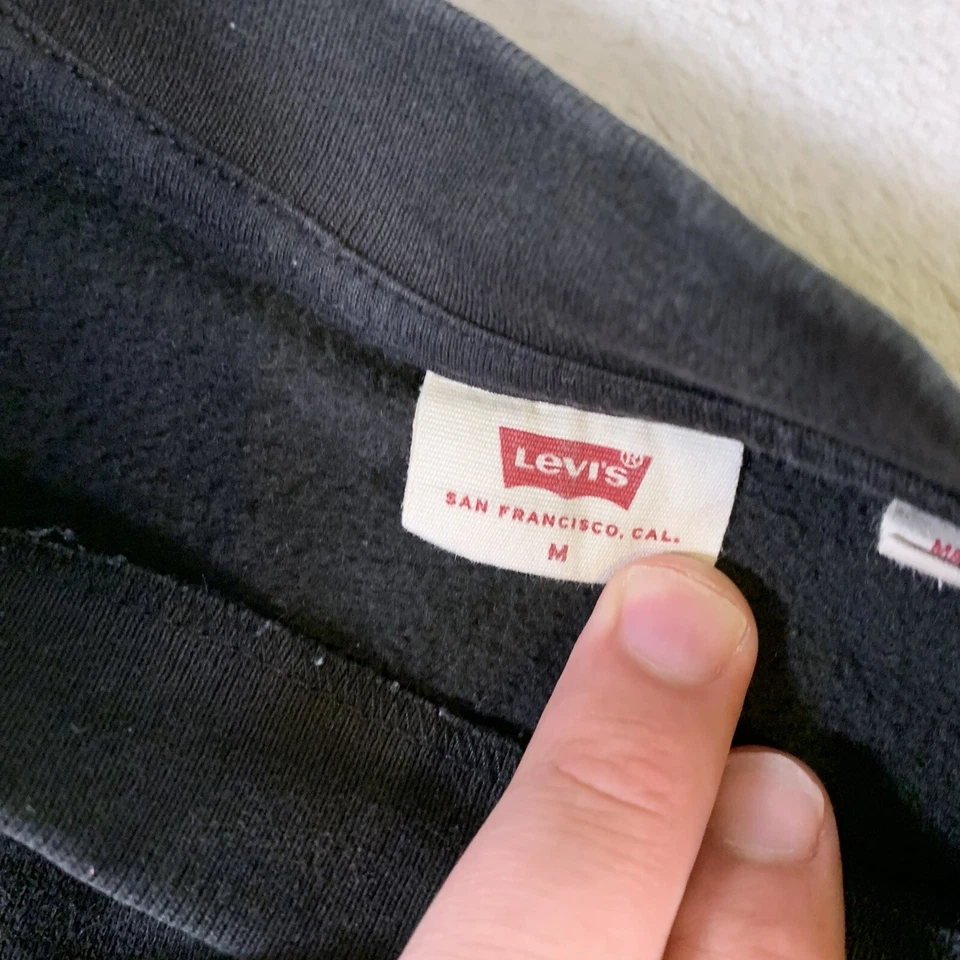 Levi's Sudadera Recortada Mujer Mediana Negra Pullover Algodón Suéter Damas U60 Foto 3 de 4