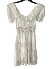 Free People White Dress with Lace Accents Size 2 Sheer Waist