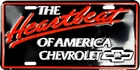 Chevrolet Heartbeat of America Embossed Metal License Plate Garage Man Cave
