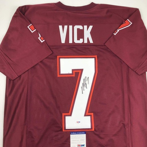 Autographed/Signed MICHAEL MIKE VICK Virginia Tech Maroon College Jersey PSA COA - Picture 2 of 4