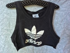 adidas originals Women’s S crop top logo black shirt cut off sporty athletic