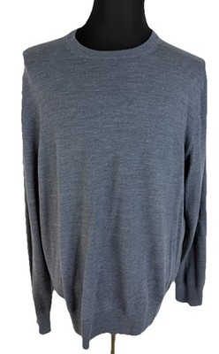 Brooks Brothers Saxon Wool Crewneck Sweater  Mens XL Gray Ribbed Cuffs & Hem