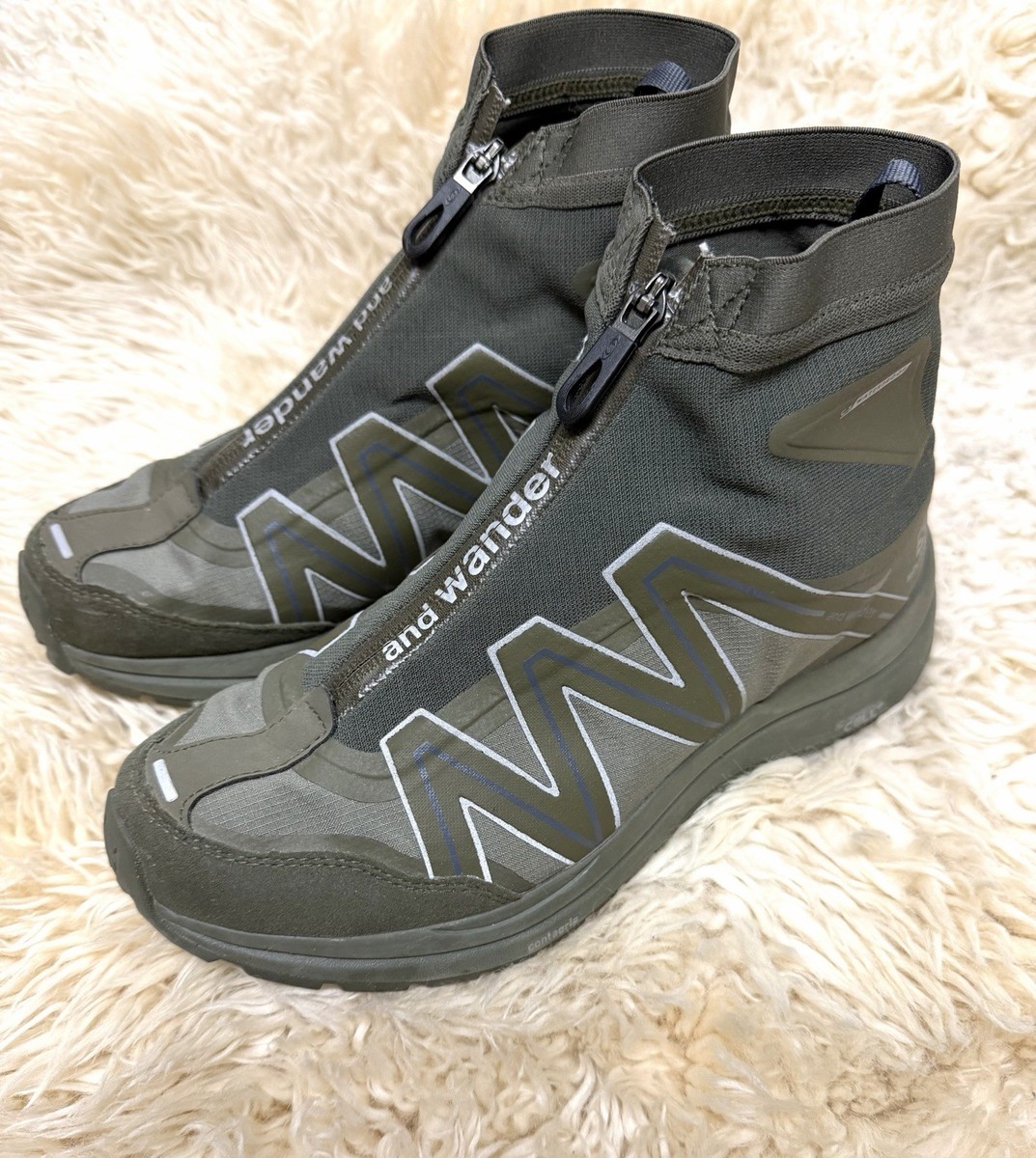 Salomon x and wander Odyssey CSWP Khaki Zip High Top Boots US 7 EU